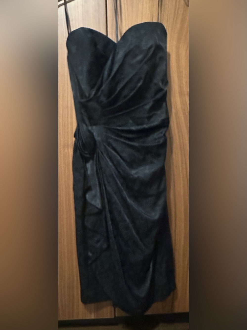 A.J. Bari Black Silk Ruched Maxi Dress